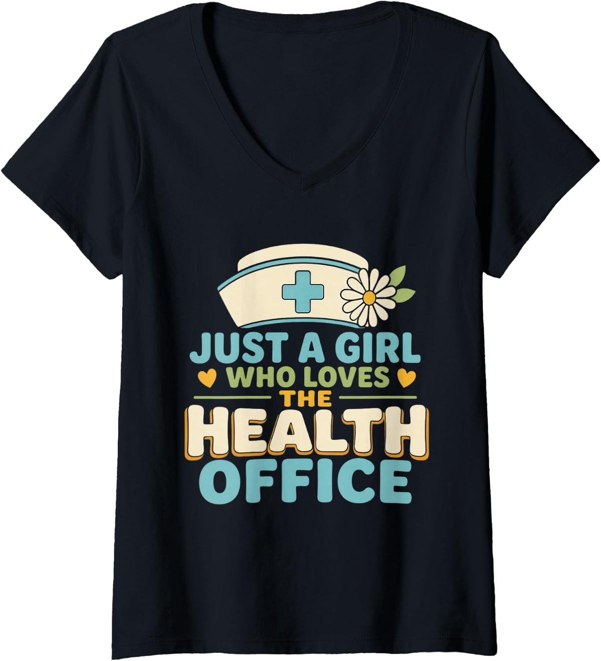 Women's Just A Girl Who Loves The Health Office School Nurse Gift V-Neck T-Shirt - Black