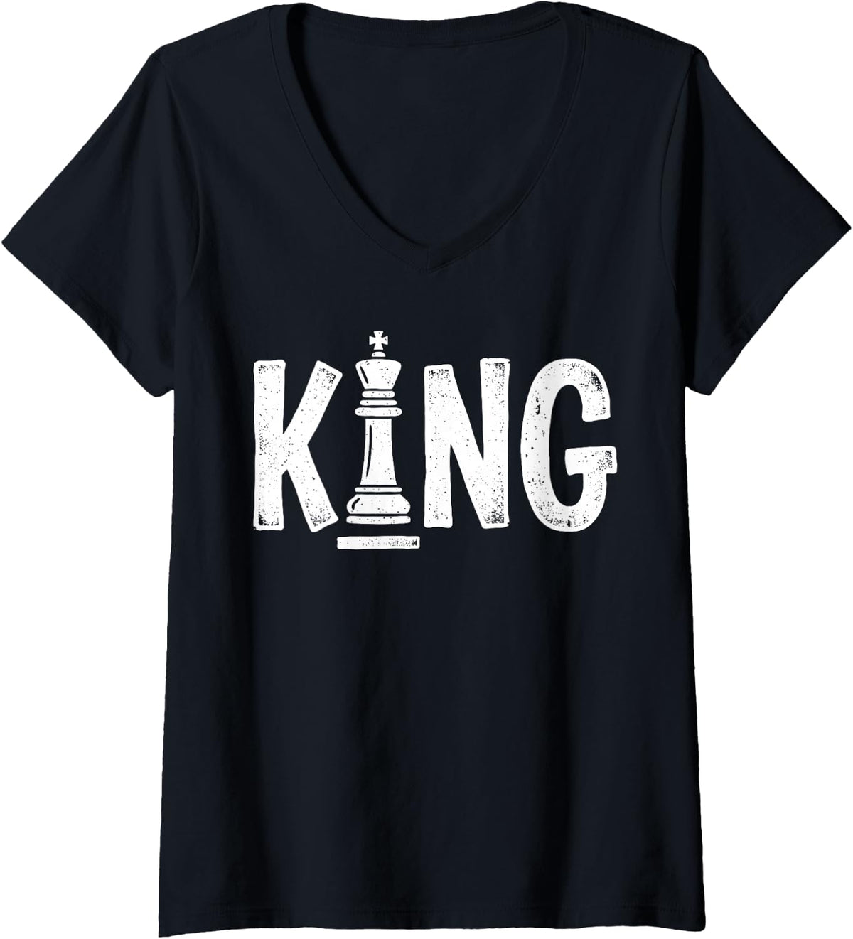Women's King Chess Tee Funny Play Chess Player Tee Checkmate Lover V-Neck T-Shirt - Black