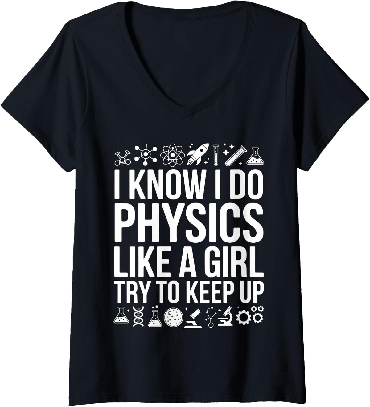 Women's Cool Physics Art for Women Girls Mom Physics Physicist Lover V-Neck T-Shirt - Black