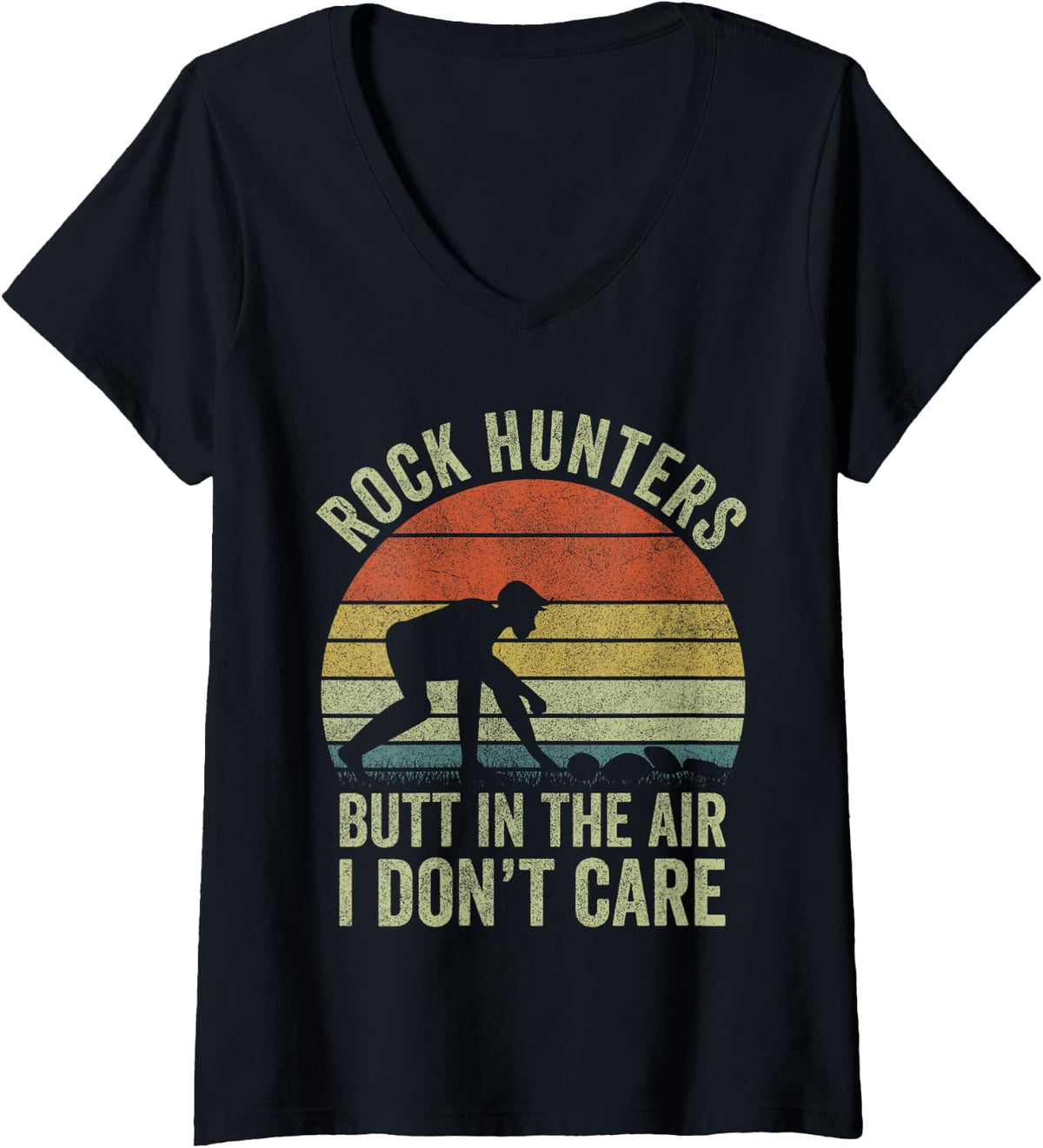 Women's Rock Hunter Shirt for Men Women, Rock Collector Geologist V-Neck T-Shirt - Black