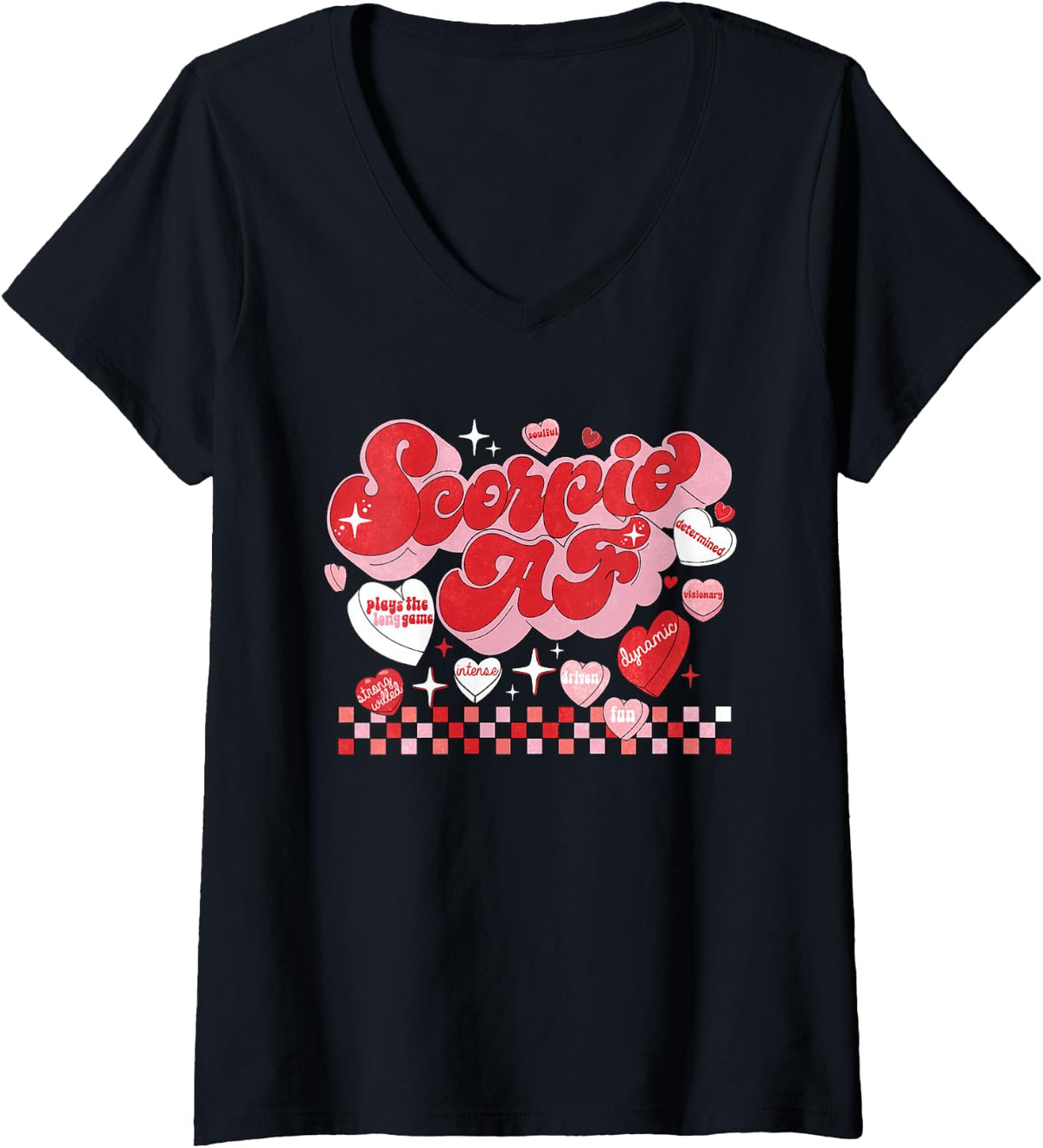 Women's Scorpio AF Astrological Identity V-Neck T-Shirt - Black