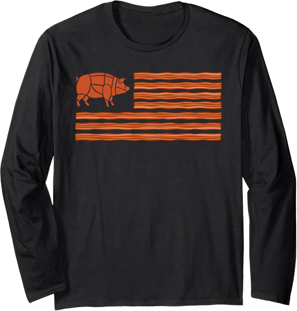Bacon Costume for Men Women Adults Kids Bacon Lover Bacon Long Sleeve T-Shirt - Adult Unisex Black