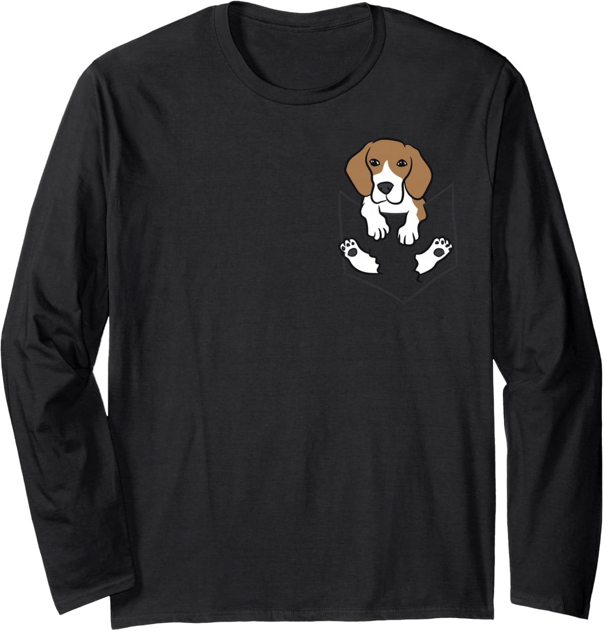 Cute Beagle Dog In The Pocket Beagle Long Sleeve T-Shirt - Adult Unisex Black