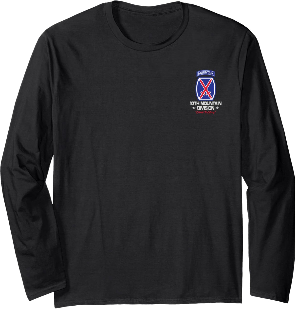 10th Mountain Division Veteran Small Logo Shirt Veterans Day Long Sleeve T-Shirt - Adult Unisex Black