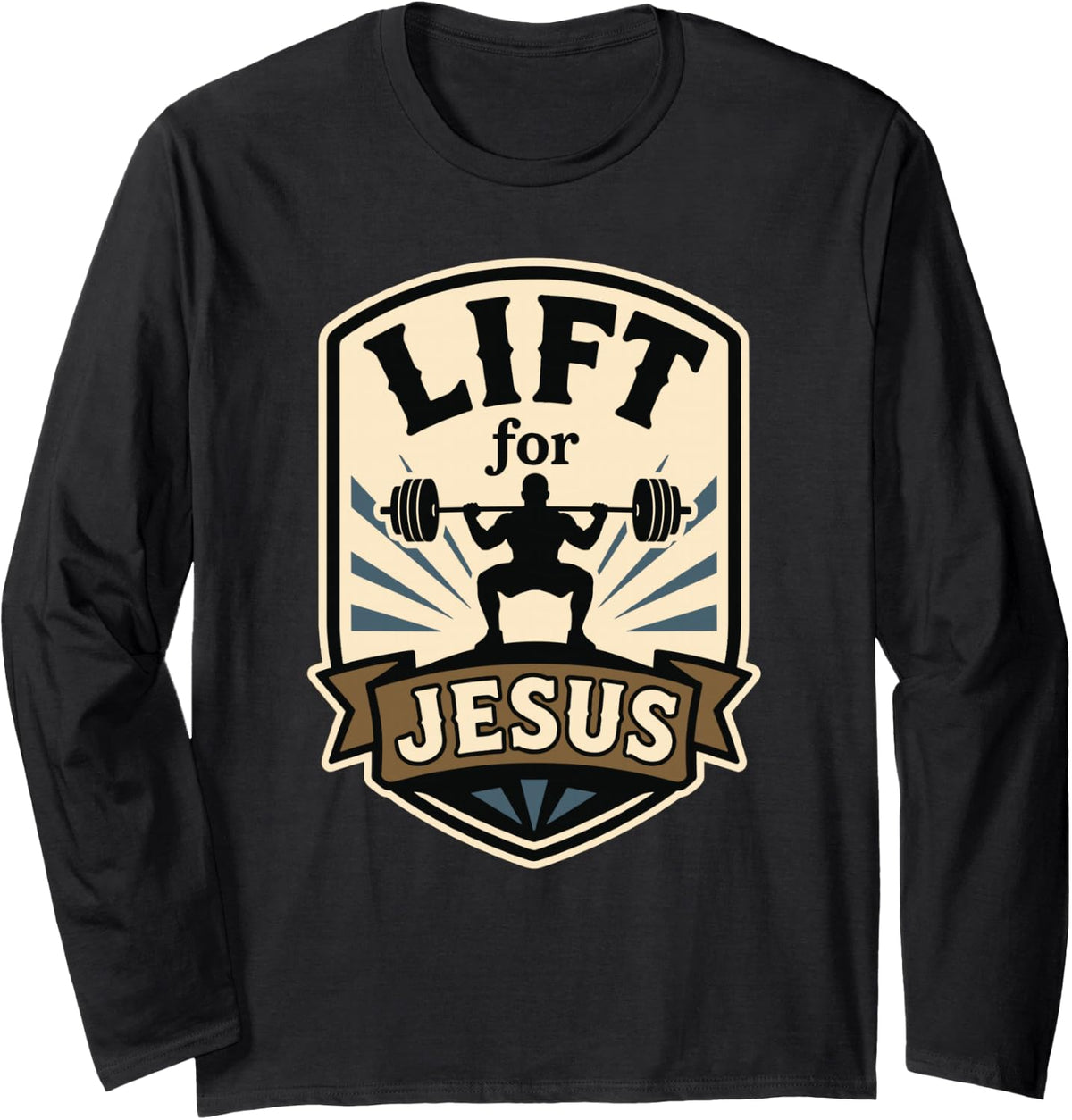 Lift for Jesus Christian Gym Workout Weightlifting Long Sleeve T-Shirt - Adult Unisex Black
