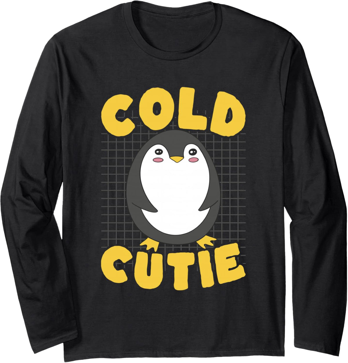 Cold Cutie Penguin Adorable Arctic Animal Long Sleeve T-Shirt - Adult Unisex Black