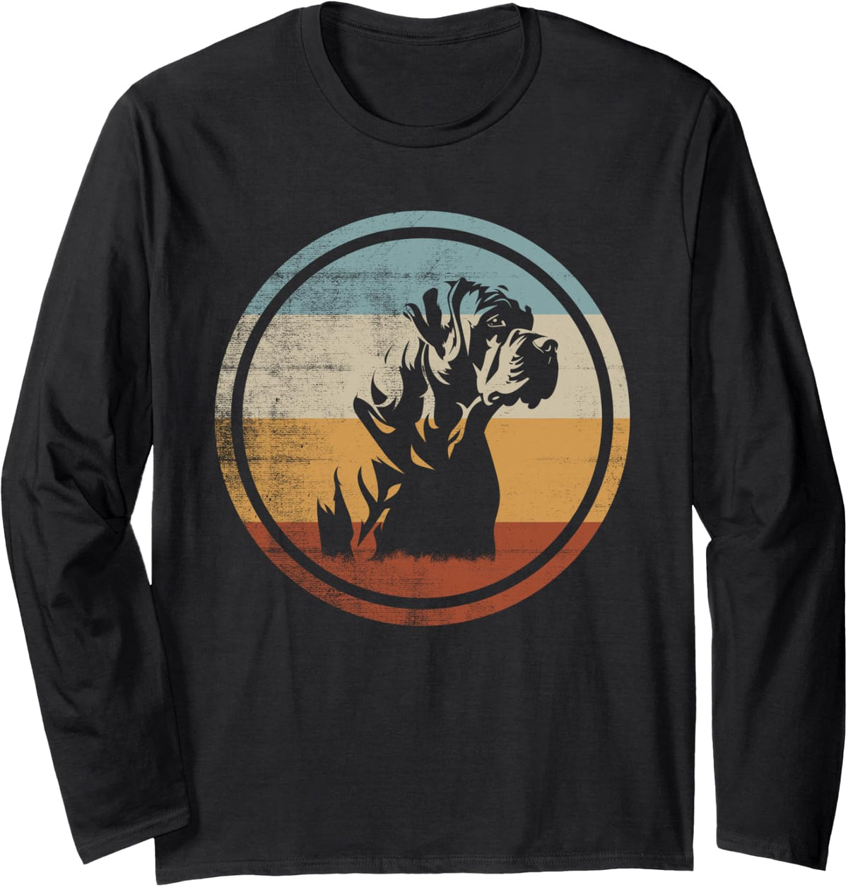 Retro Vintage Design Mastiff Dog Long Sleeve T-Shirt - Adult Unisex Black