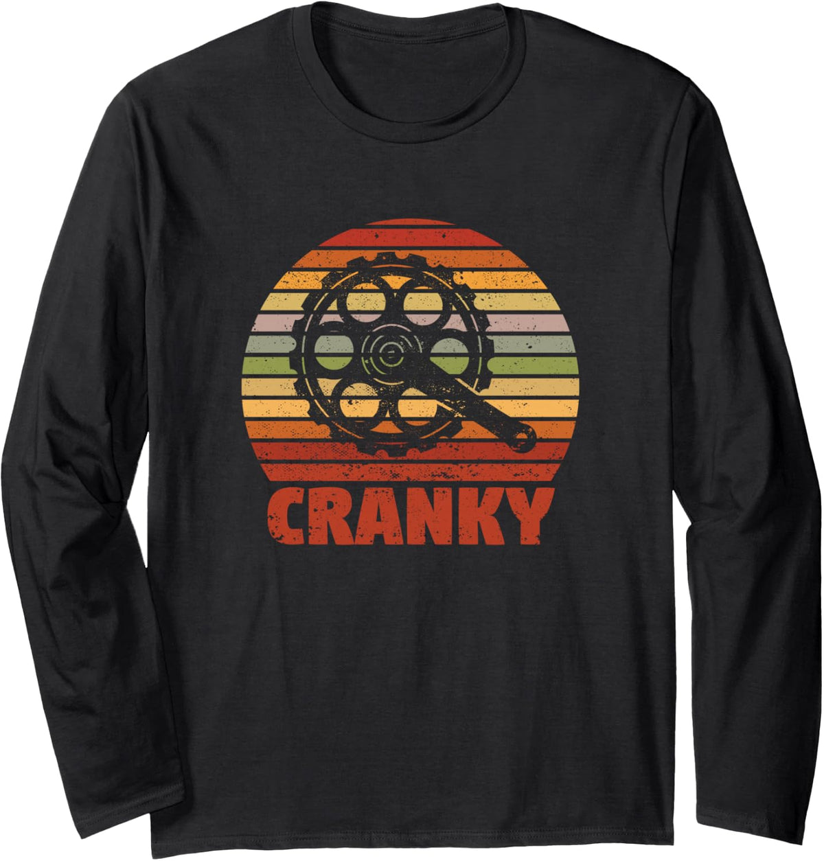 Cranky Funny Bicycle Lover Crank Cycling Biker Mountain Bike Long Sleeve T-Shirt - Adult Unisex Black