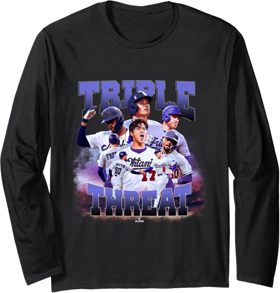 Betts, Freeman & Ohtani | Los Angeles Baseball | MLBTRIO4001 Long Sleeve T-Shirt - Adult Unisex Black