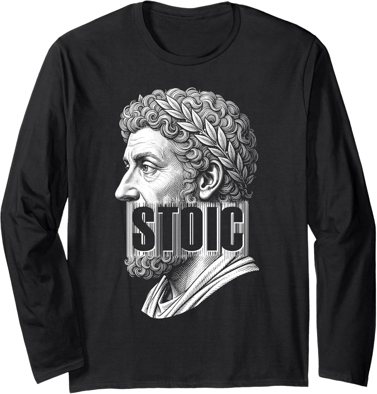 Marcus Aurelius Stoic Philosophy Barcode Philosopher Long Sleeve T-Shirt - Adult Unisex Black