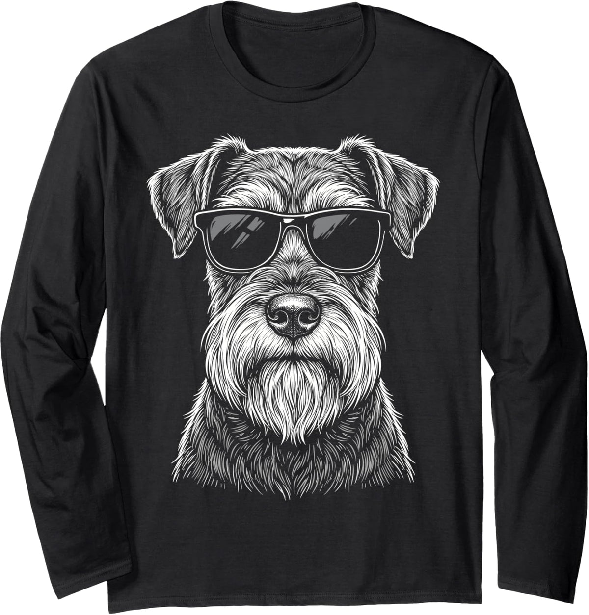 Schnauzer Sunglasses Long Sleeve T-Shirt - Adult Unisex Black