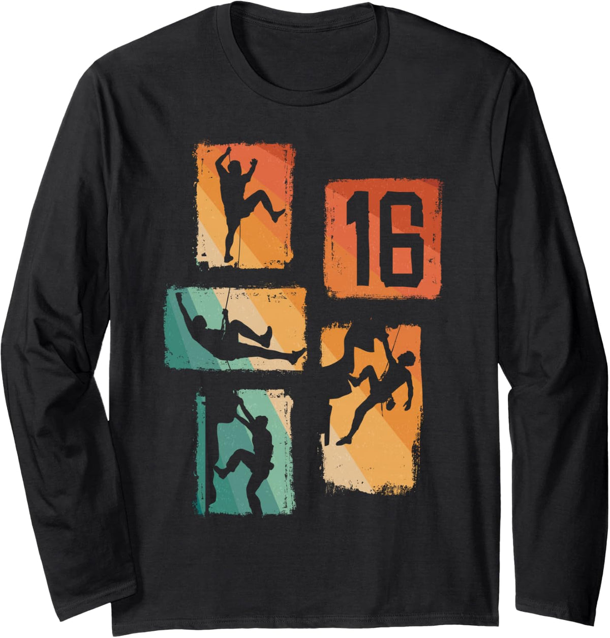 16th Birthday Climbing Rock Climber Bouldering 16 Years Old Long Sleeve T-Shirt - Adult Unisex Black