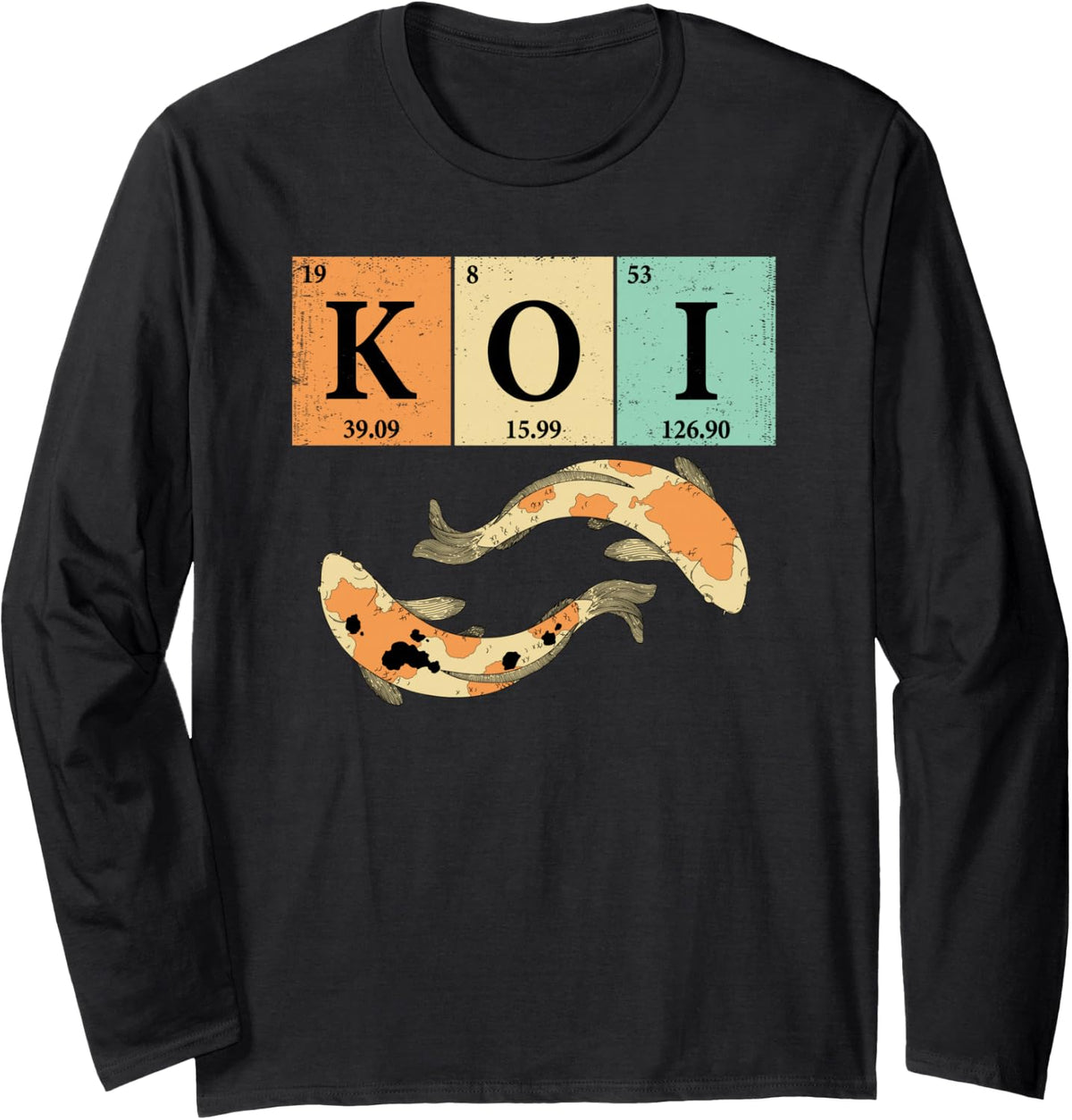 Koi Periodic Table Japanese Carp Fish Aesthetic Kawaii Japan Long Sleeve T-Shirt - Adult Unisex Black