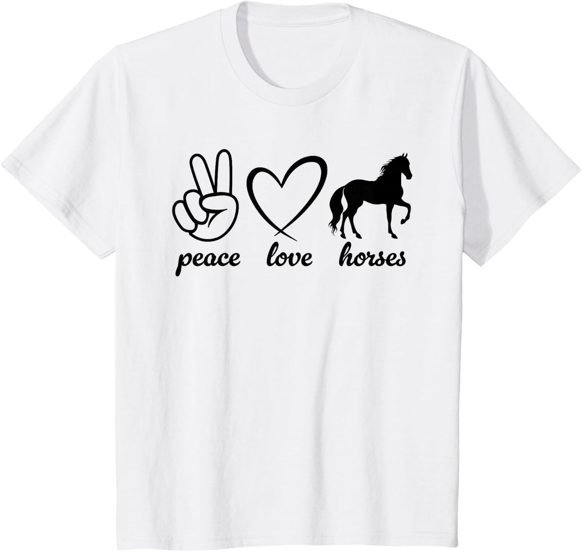 Peace Love Horses Funny Horse Lover Equestrian T-Shirt - White