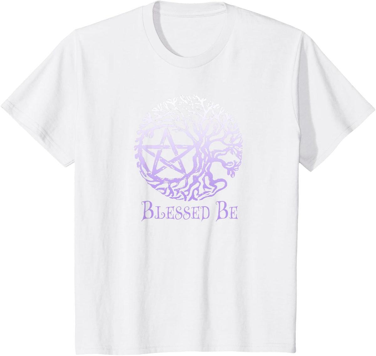 Wiccan and Pagan T-Shirts, Tree of Life Pentacle, Blessed Be T-Shirt - White