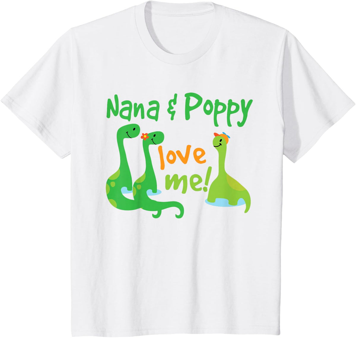 Kids Nana and Poppy Love Me Grandson Dinosaur T-Shirt - White