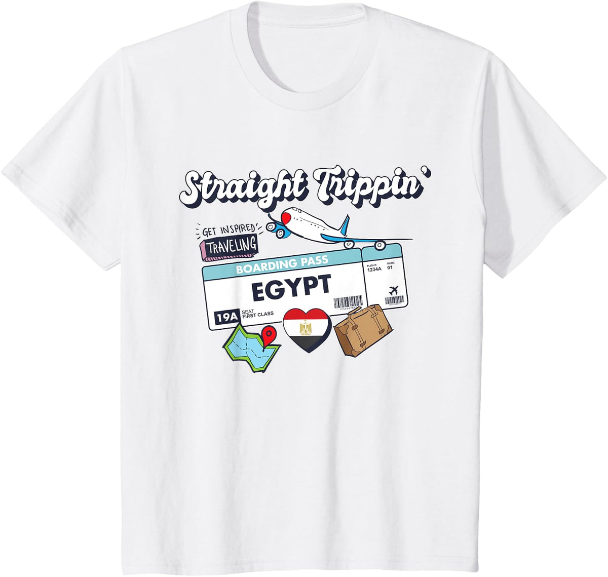 Straight Trippin' Egypt Vacation Tour Travel Trip Matching T-Shirt - White