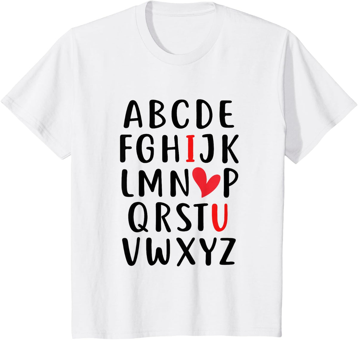 Cute Teacher T-Shirts ABC Alphabet I Love U Valentine Tees T Shirts - White