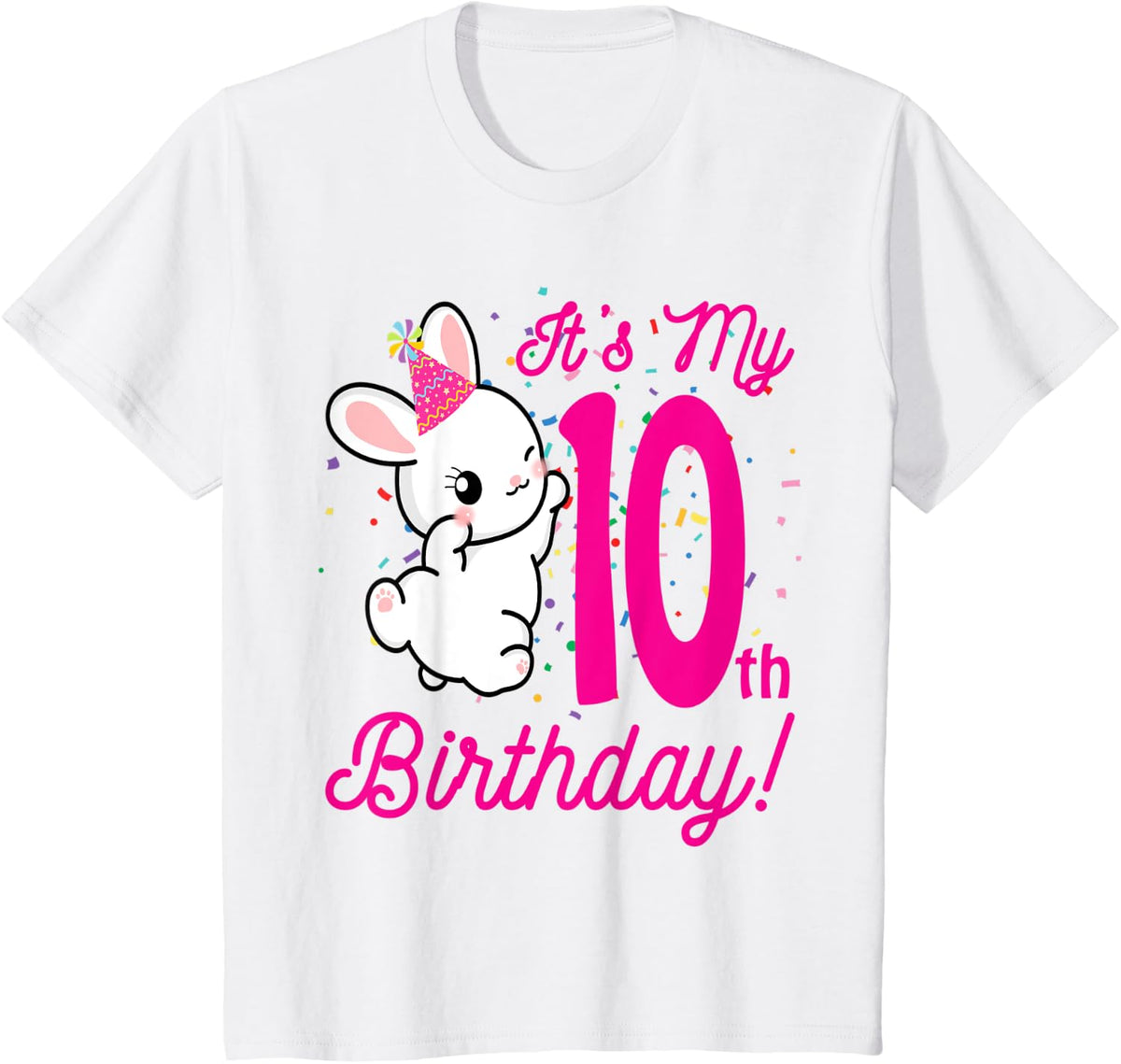 Kids Its My 10th Birthday Girl Bunny Rabbit theme Party (ten) T-Shirt - White
