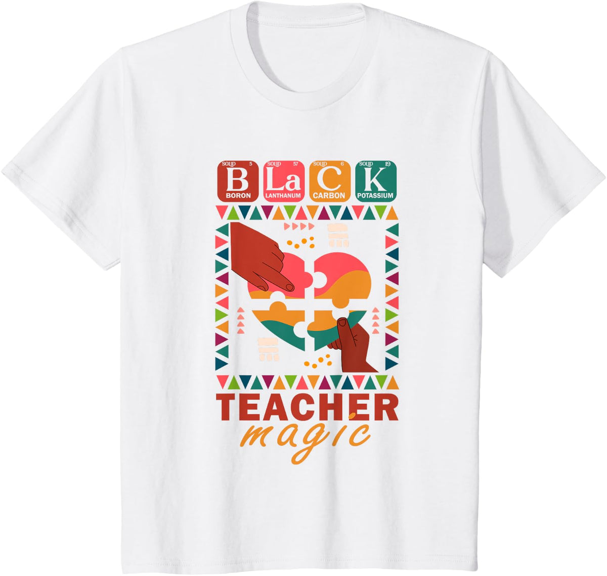 Black Teacher Magic African American Teacher Black History T-Shirt Tee For Educators - White