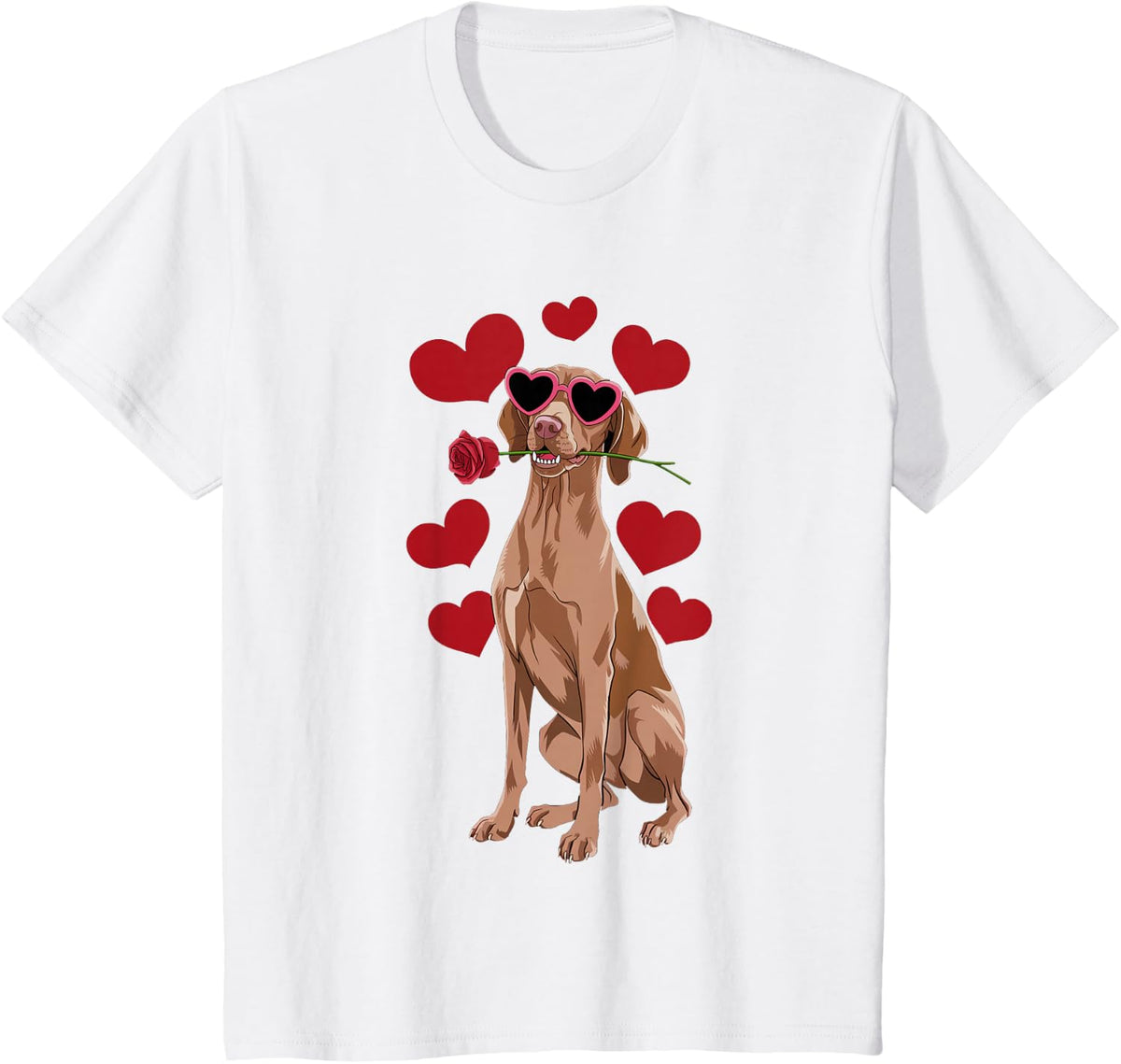 Vizsla Valentines Day Heart Dog Lover T-Shirt - White