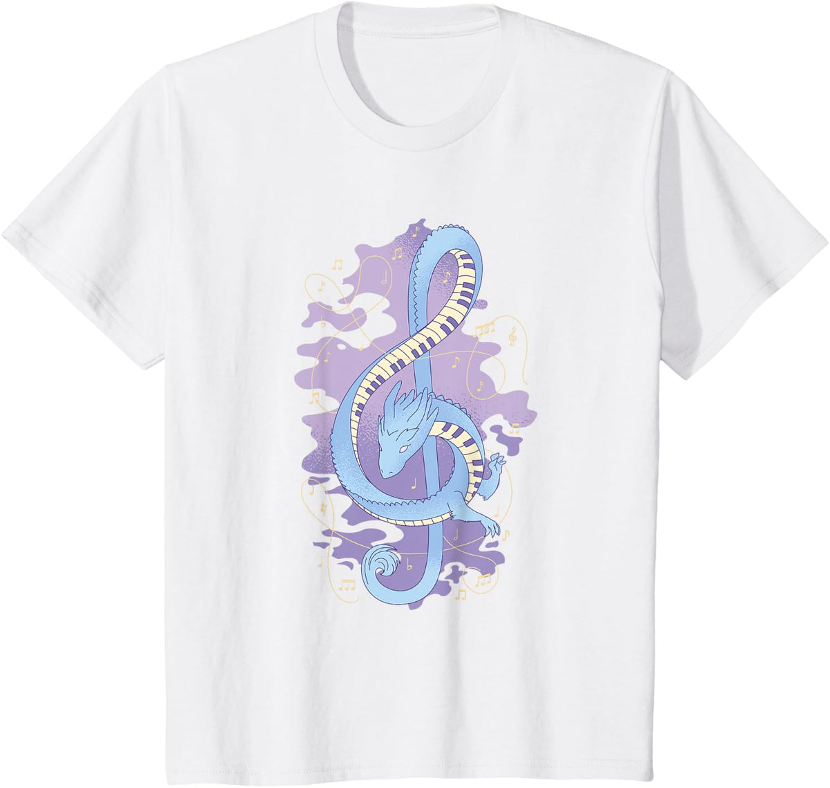 Dragon Clef Piano Player Music Teacher Student Graphic Men Women Girls Kids T-Shirt - White