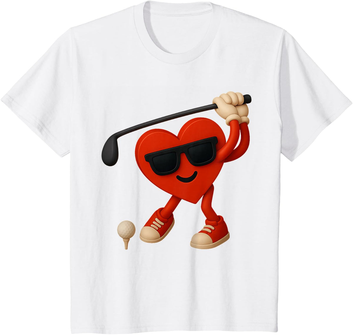 Golf Valentines Day Cute Heart Golfer Love Funny Boys Kids T-Shirt - White