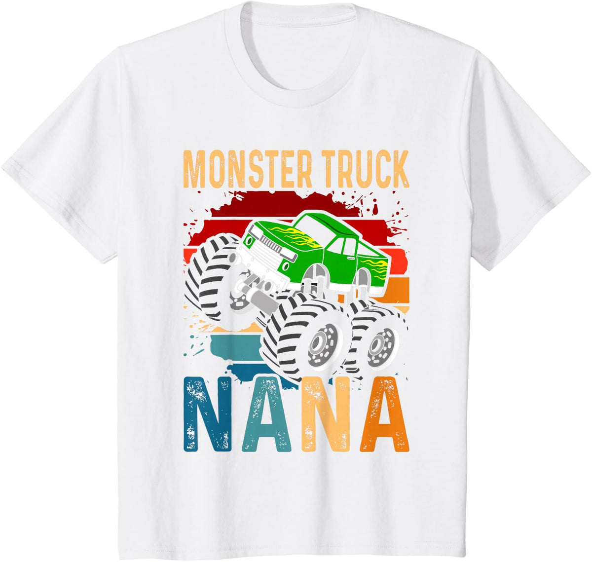 Monster Truck Nana Matching Family Birthday Party T-Shirt - White