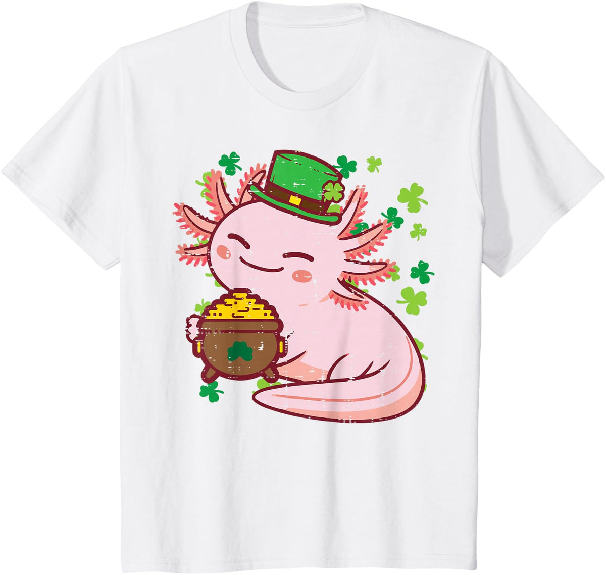 St Patricks Day Axolotl Saint Pattys Paddys Kids Women Men T-Shirt - White