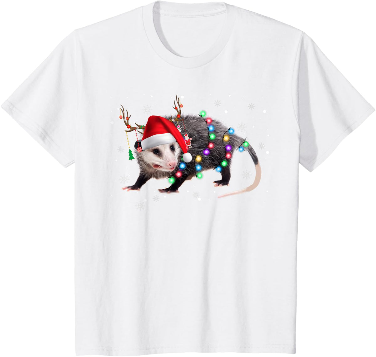 Possum Christmas Lights Santa Reindeer Possum Lover Gifts T-Shirt - White