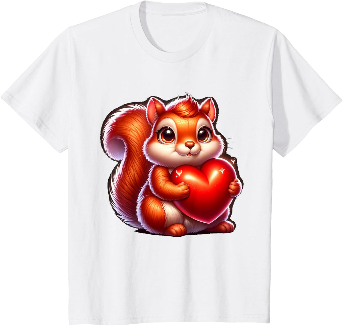 Cute Funny Squirrel Hugging Heart Valentines Day T-Shirt - White