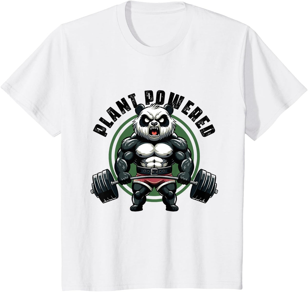 Plant Powered Vegan Gym Weightlift Gym Panda Gym Fitness T-Shirt - White