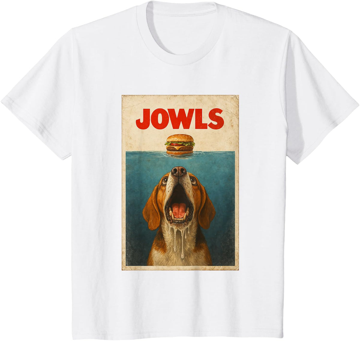 Funny Beagle Jowls Dog Burger Design T-Shirt - White