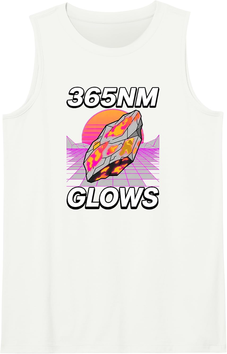 365nm UV Mineral Hunter Fluorescent Rockhound Sodalite Tank Top - White