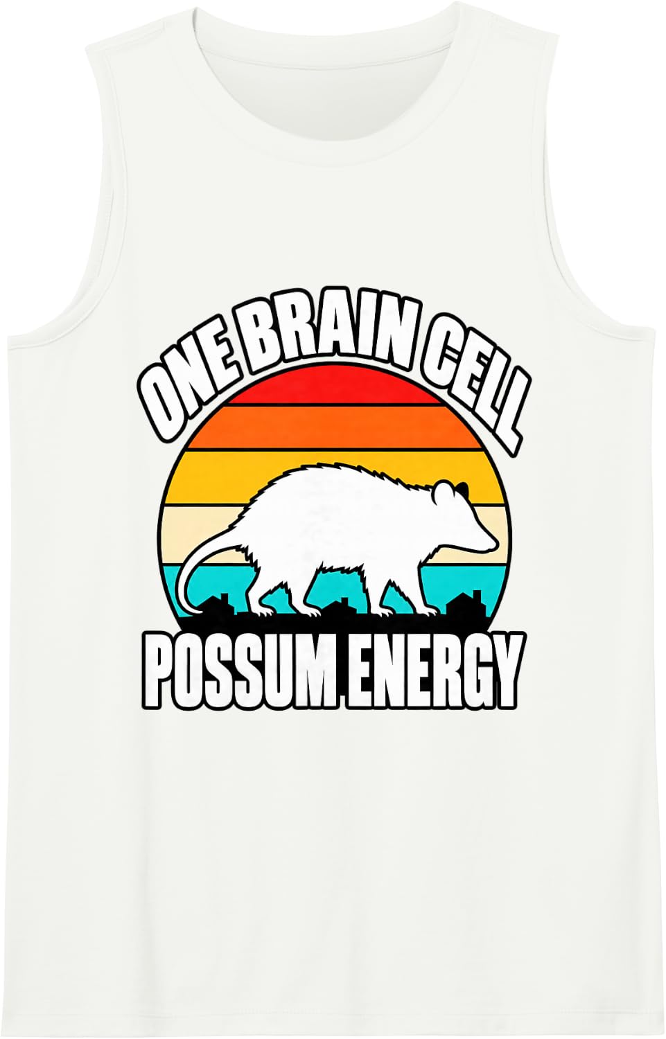 Opossum One Brain Cell Possum Energy Possum Sarcastic Keeper Sleeveless Tank Top - White