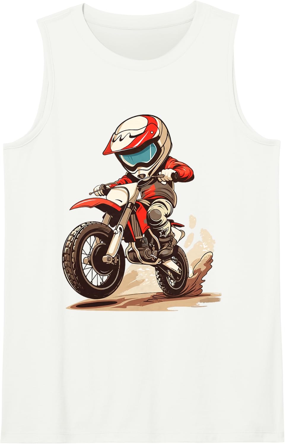 Kids Dirt Bike Sleeveless Tank Top - White