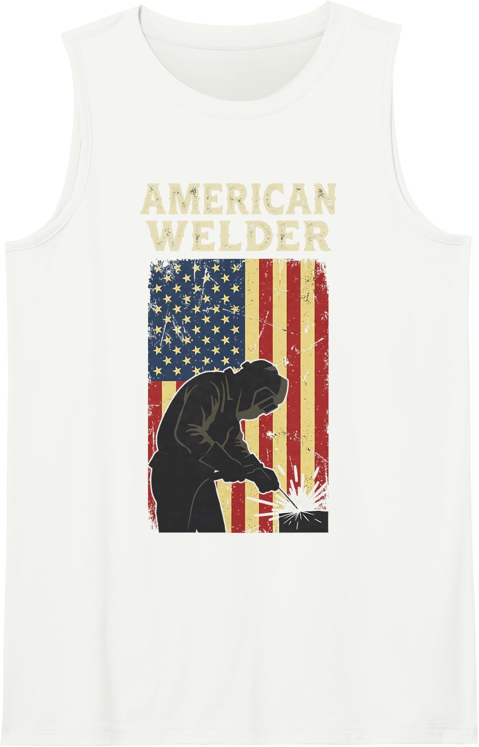 Metalworker American Welder Welding US Flag Welder Tee Sleeveless Tank Top - White