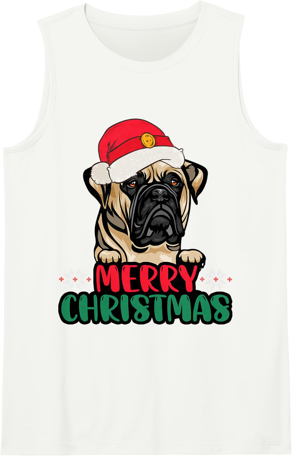 Bull Mastiff Christmas Funny Gift for Dog Lover Owner Sleeveless Tank Top - White