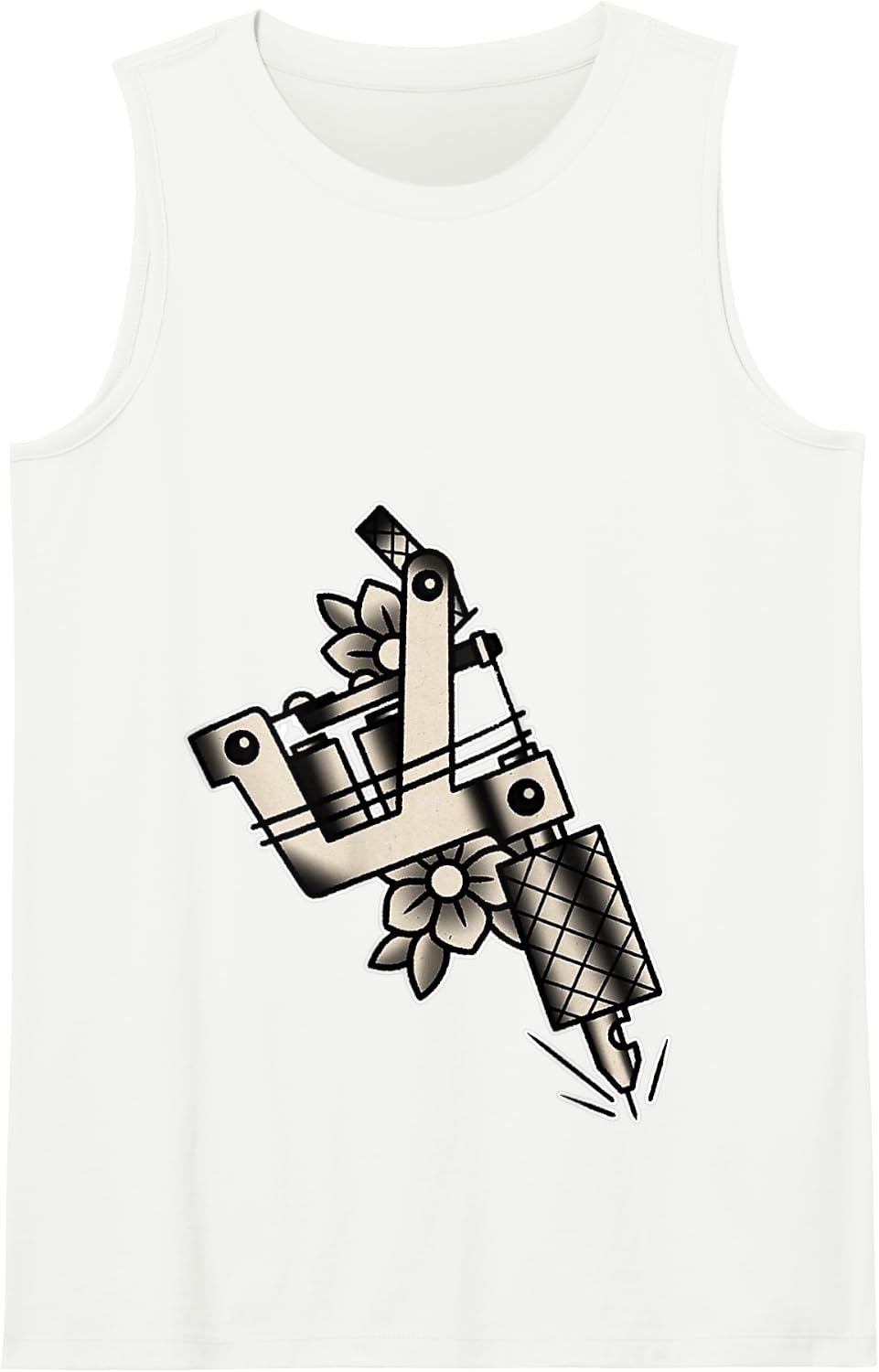 Coil Tattoo Machine Blackwork Flash Vintage Tank Top - White