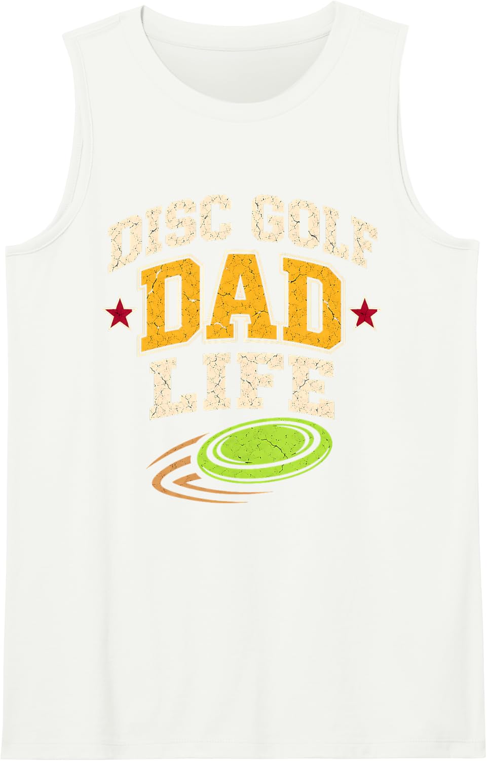 Distressed Disc Golf Dad Life Flying Disc Sleeveless Tank Top - White