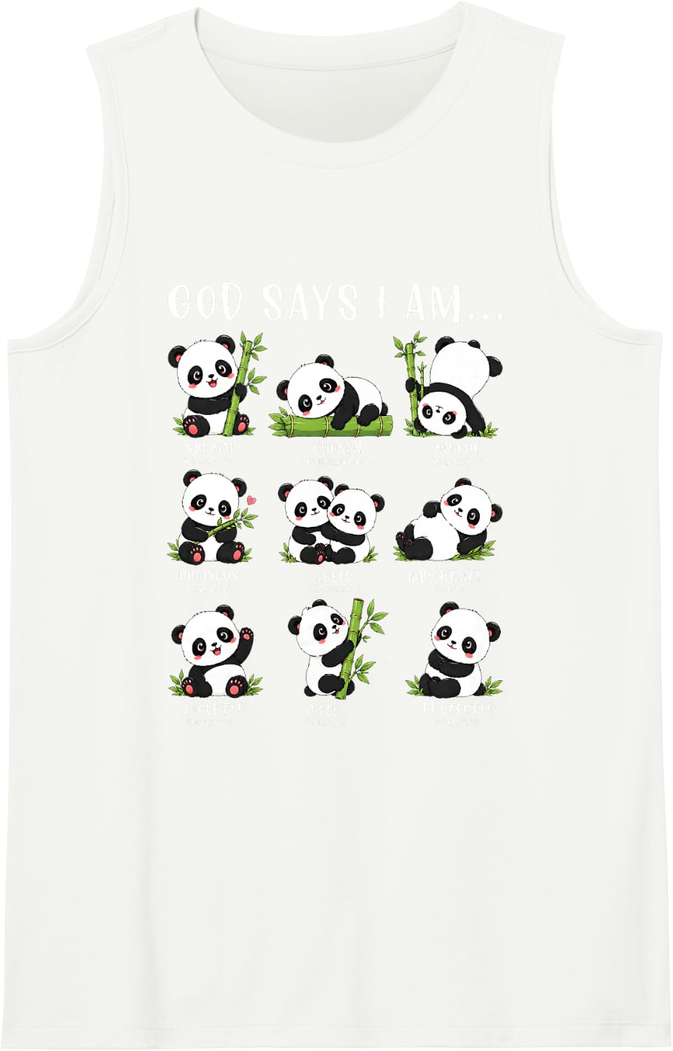 God Says Im Special Chosen Loved Christian Panda Bible Faith Sleeveless Tank Top - White