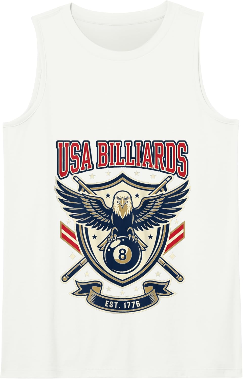 USA Billiards 8 Ball Eagle Pool Player Emblem Tank Top - White