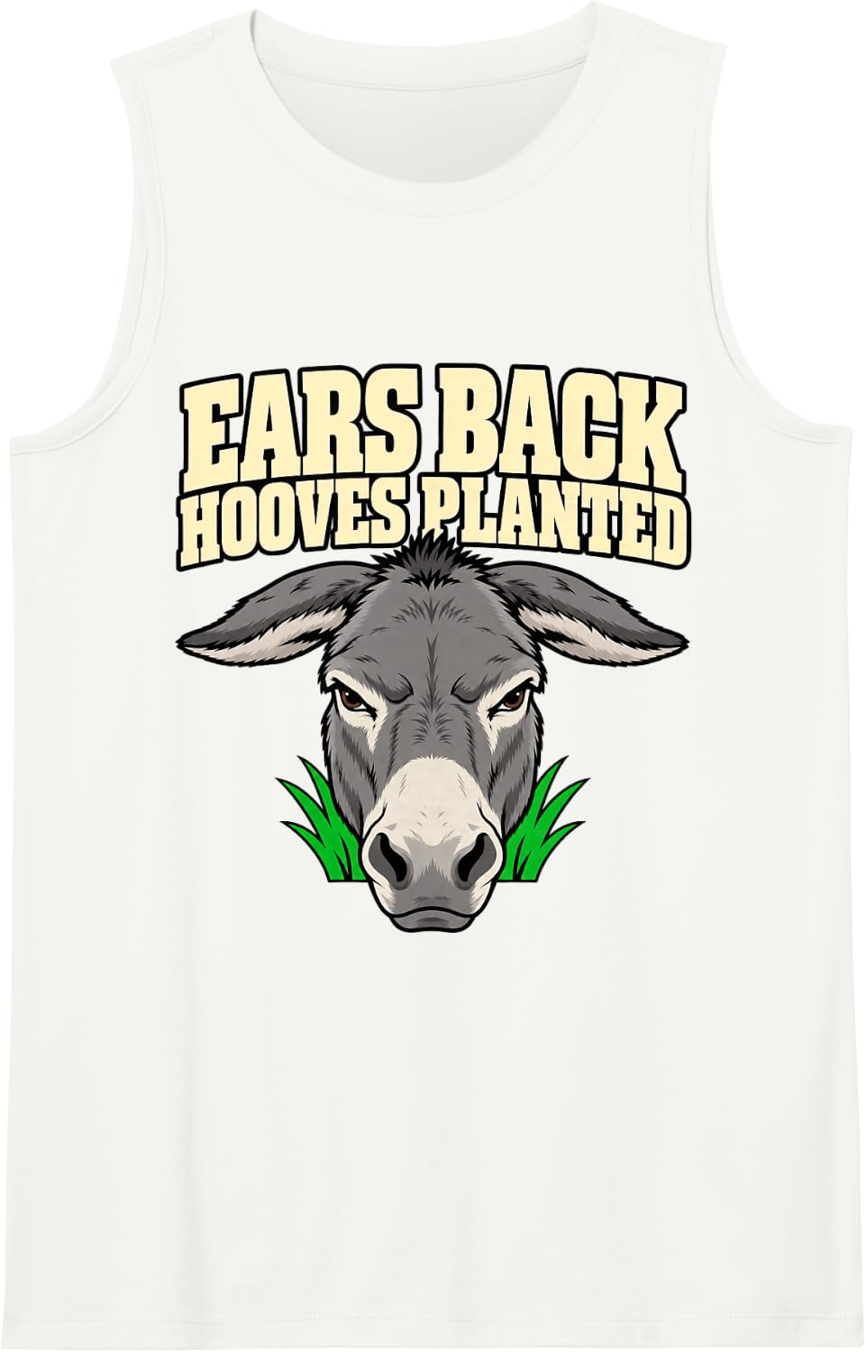 Donkey Ears Back Hooves Planted Farm Mom Cute Funny Sleeveless Tank Top - White