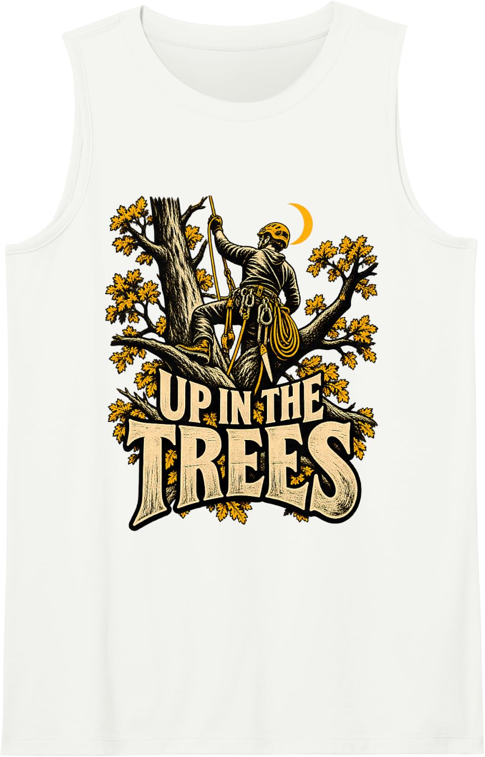 Up in The Trees Arborist Tree Climber Night Climbing Sleeveless Tank Top - White