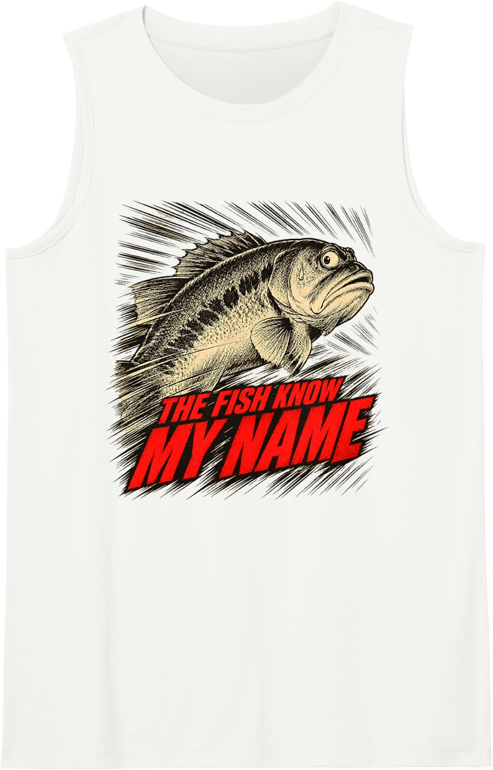 Fish Fear Me Funny Fishing Humor Men Bass Angler Fisherman Sleeveless Tank Top - White