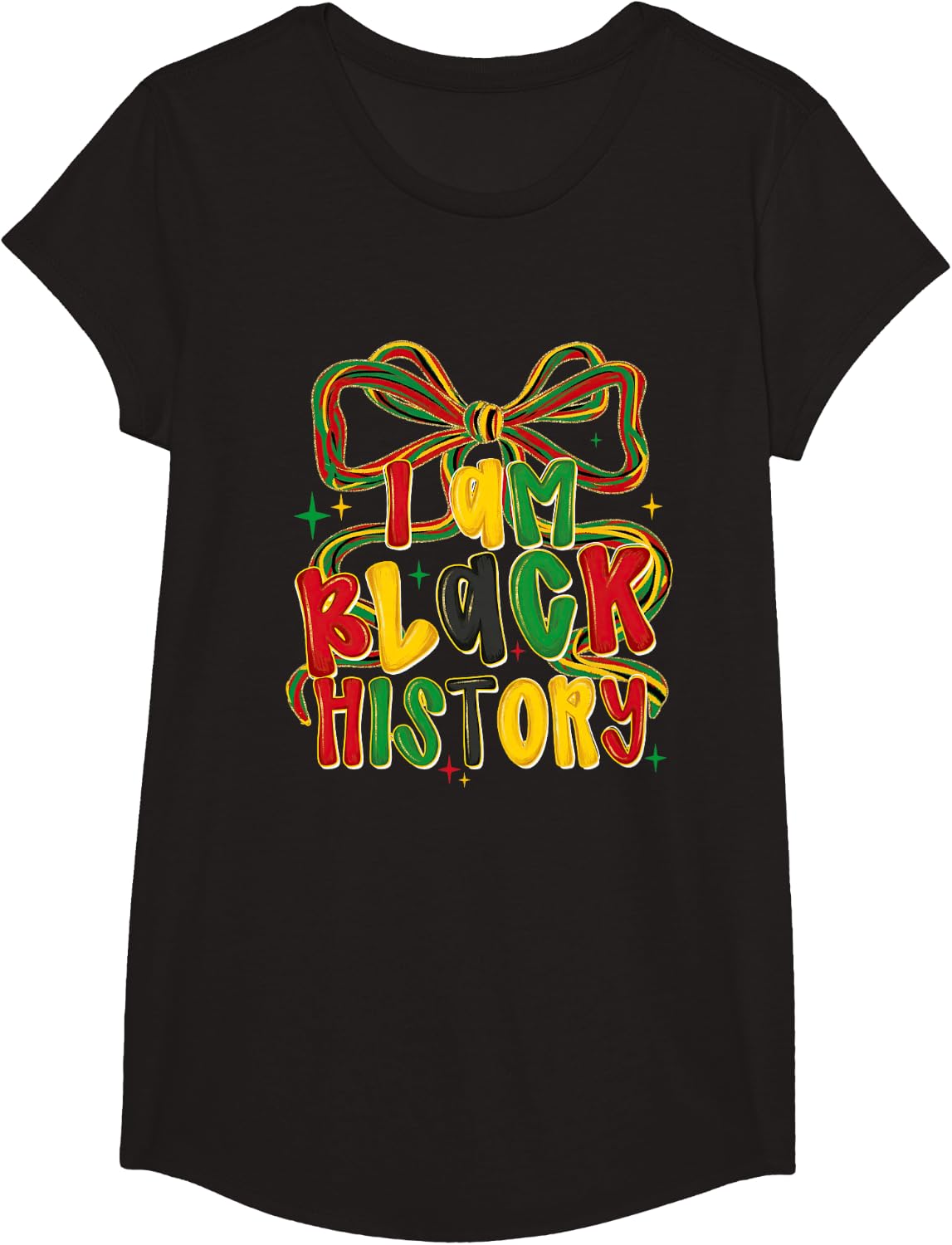 I Am Black History Coquette Bow Melanin African American T-Shirt Tee for Women Girls - Girls Black