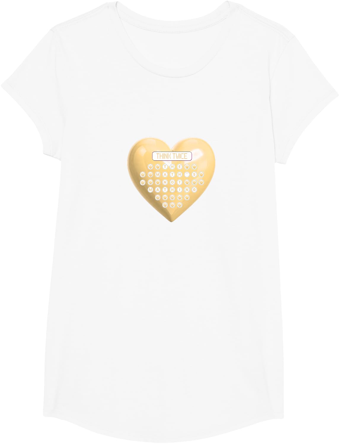 Mens Women Tan Heart Math Tan WHT Graphic T-Shirt - Girls White