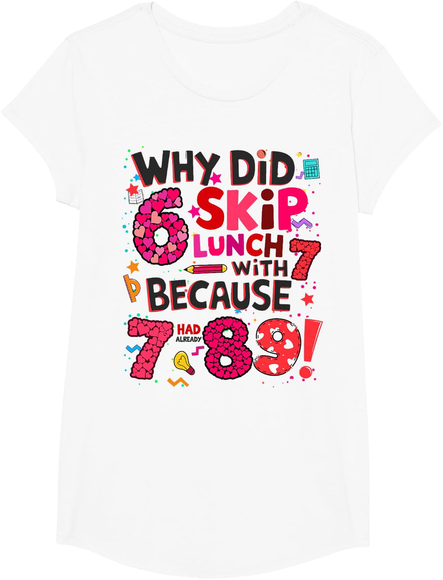 Maths Fancy Dress Idea for Kids Maths Outfit with Numbers On T-Shirt - Girls White