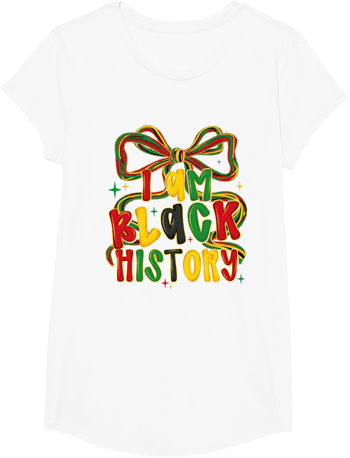 I Am Black History Coquette Bow Melanin African American T-Shirt Tee for Women Girls - Girls White