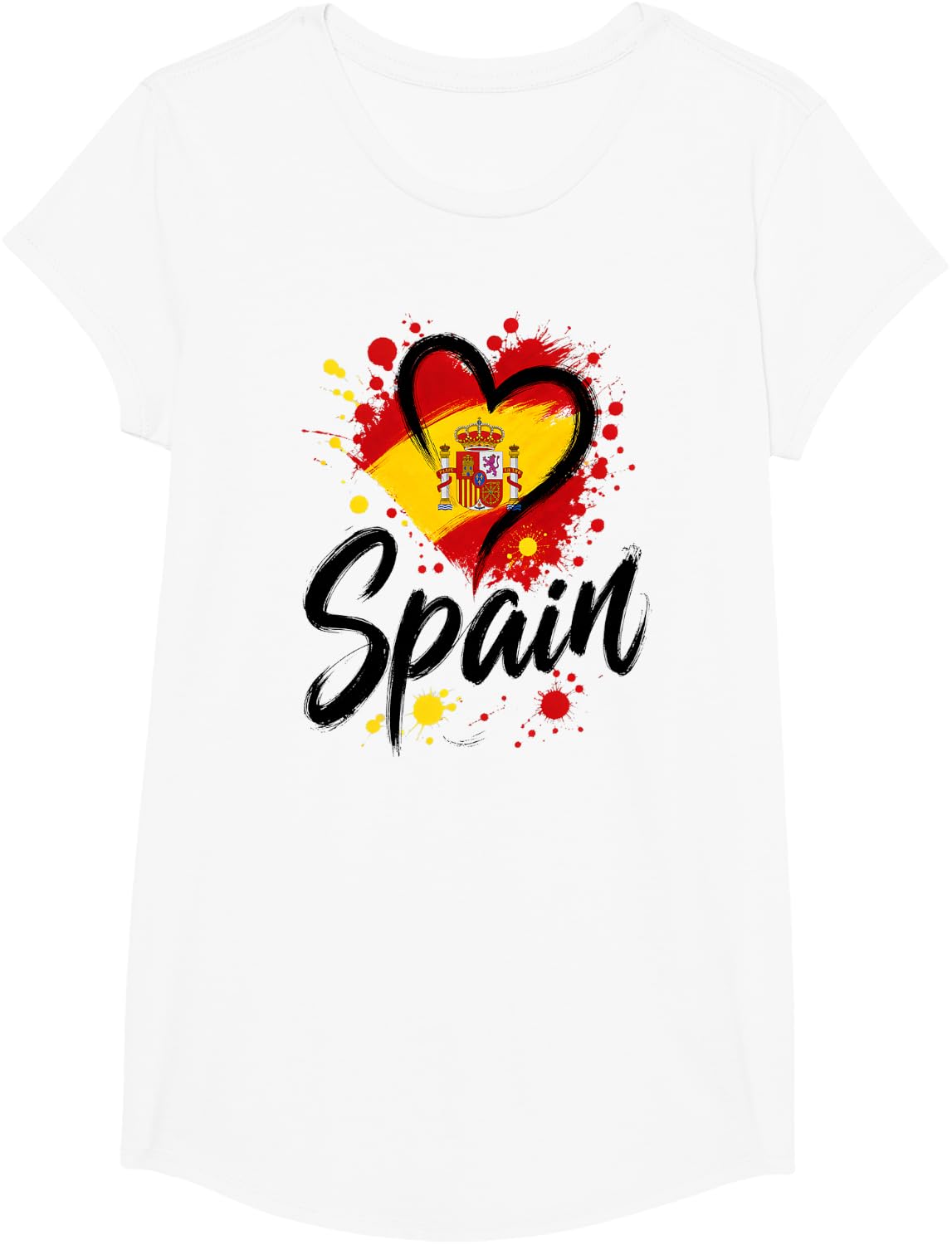 I Love Spain Travel Flag Heart Spanish Vacation Art Design T-Shirt - Girls White